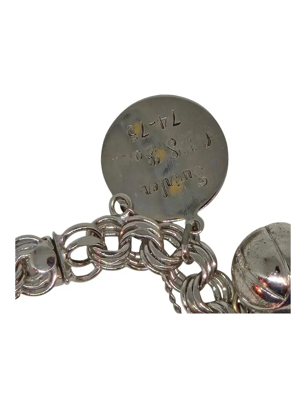 VTG Sterling Silver CHUNKY Heavy Estate Charm Bracelet , Iowa, St Thomas Aquinas